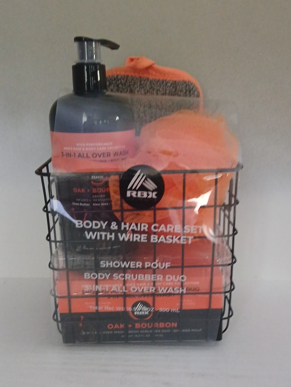 RBX Orange Body & Hair Care Gift Set with Shower Pouf